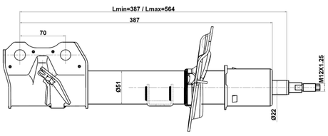 30110-001FR - SHOCK ABSORBER FRONT RIGHT GAS.TWIN TUBE