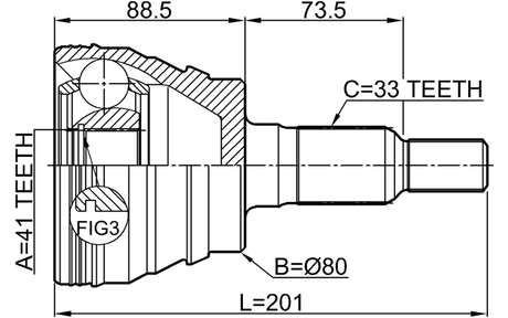 3210-ESCII - OUTER CV JOINT 41X80X33