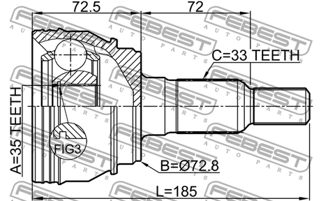 3210-ESCIII - OUTER CV JOINT 35X72.8X33