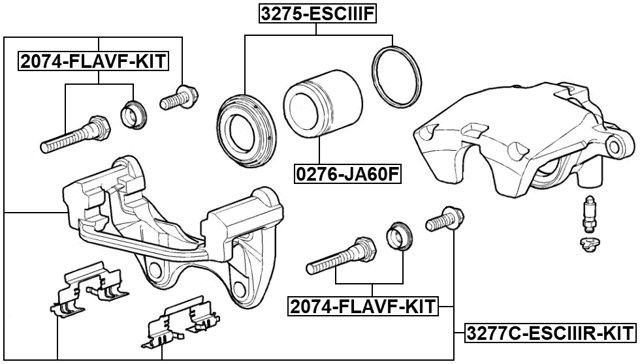 3277C-ESCIIIR-KIT - REAR BRAKE CALIPER BRACKET CARRIER SET (WITH SLIDE PINS)