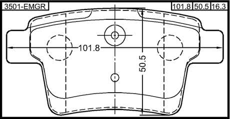 3501-EMGR - PAD KIT, DISC BRAKE, REAR - KIT (INCLUDING BOLTS, WITH ANTI-RATTLE SPRING)