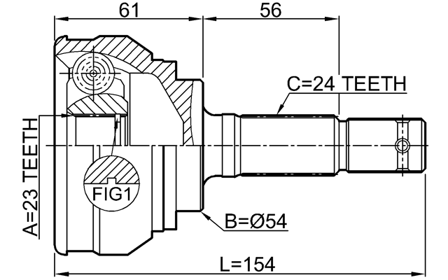 3510-CK - OUTER CV JOINT 23X54X24