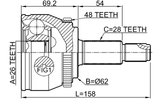 3510-NL32WDA48 - OUTER CV JOINT 26X62X28