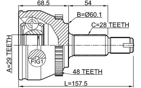3510-NL3A48 - OUTER CV JOINT 29X60.1X28