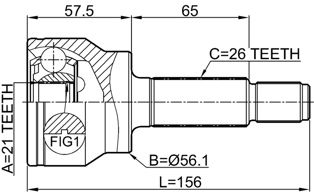 3510-NL3R - OUTER CV JOINT REAR 21X56X26