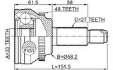 3510-SX11A48 - OUTER CV JOINT 33X58.2X27