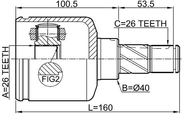 3511-NL32WDMTLH - INNER CV JOINT LEFT 26X40X26