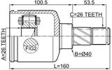 3511-NL32WDMTLH - INNER CV JOINT LEFT 26X40X26