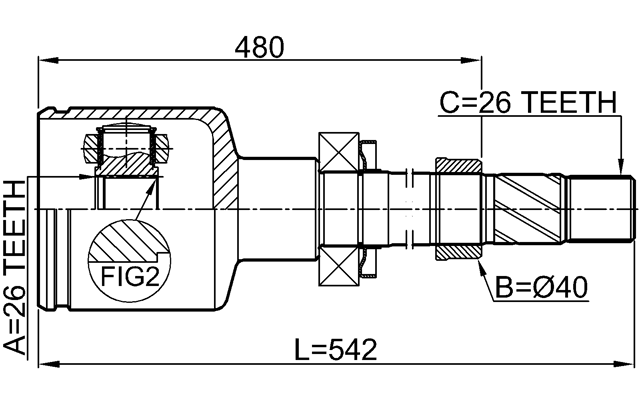 3511-NL32WDMTRH - INNER CV JOINT RIGHT 26X40X26