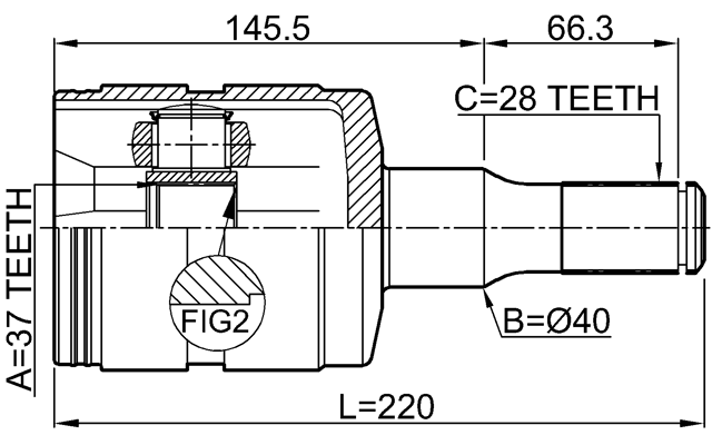 3611-H3 - INNER CV JOINT 37X40X28