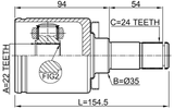 4211-P3M - INNER CV JOINT LEFT 22X35X24