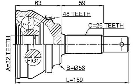 6510-003A48 - OUTER CV JOINT 32X58X26