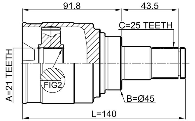 6511-001 - INNER CV JOINT 21X45X25