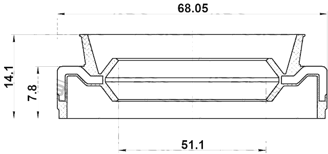 95EFS-53680814X - OIL SEAL FRONT HUB 51.1X68.05X7.8X14.1