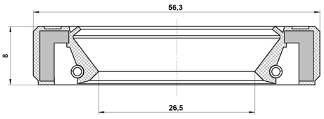 95GBY-28560808R - DRIVE SHAFT OIL SEAL 26.5X56.3X8X8