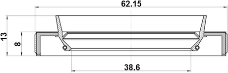 95HBY-40620813C - DRIVE SHAFT OIL SEAL 38.6X62.15X8X13