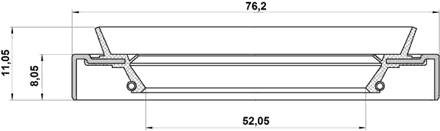 95HDS-54760811X - OIL SEAL FRONT HUB 52.05X76.2X8.05X11.05