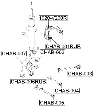 CHAB-001RUB - BUSHING, REAR UPPER CONTROL ARM