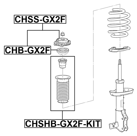 CHSHB-GX2F-KIT - BOOT WITH JOUNCE BUMPER FRONT SHOCK ABSORBER KIT (SET FOR TWO SIDES)