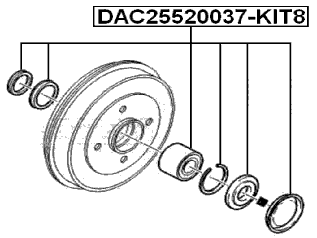 DAC25520037-KIT8 - REAR WHEEL BEARING REPAIR KIT 25X52X37