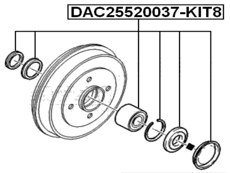 DAC25520037-KIT8 - REAR WHEEL BEARING REPAIR KIT 25X52X37