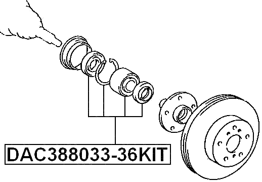 DAC388033-36KIT - FRONT WHEEL BEARING REPAIR KIT 38X80X33X36