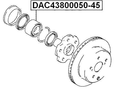 DAC43800050-45 - REAR WHEEL BEARING 43X80X50X45