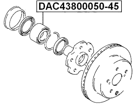 DAC43800050-45 - REAR WHEEL BEARING 43X80X50X45