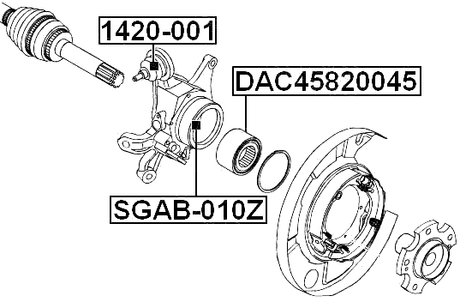 DAC45820045 - REAR WHEEL BEARING 45X82X45