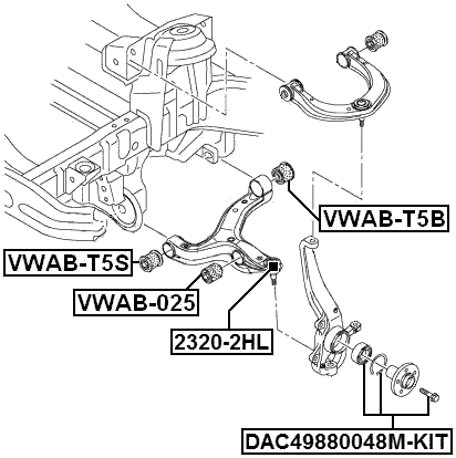 DAC49880048M-KIT - FRONT WHEEL BEARING REPAIR KIT 49X88X48