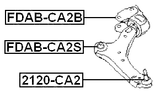 FDAB-CA2B - REAR BUSHING WITHOUT BRACKET, FRONT CONTROL ARM (HYDRO)