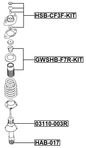 GWSHB-F7R-KIT - BOOT WITH JOUNCE BUMPER REAR SHOCK ABSORBER KIT (SET FOR TWO SIDES)