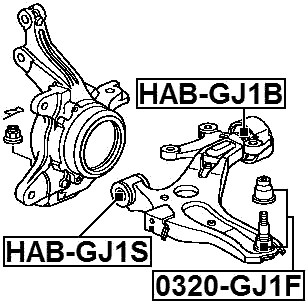 HAB-GJ1B - REAR BUSHING WITHOUT BRACKET, FRONT CONTROL ARM