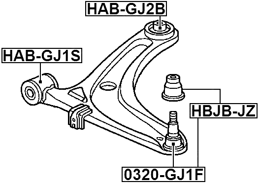 HAB-GJ2B - REAR BUSHING, FRONT CONTROL ARM