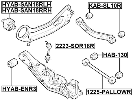 HYAB-SAN18RLH - BUSHING LEFT, REAR TRAILING ARM