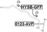 HYSB-GFF - FRONT STABILIZER BAR BUSH (REINFORCED, WITH METAL BRACKET) D19.5