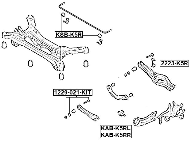 KAB-K5RL - BUSHING LEFT, REAR TRAILING ARM