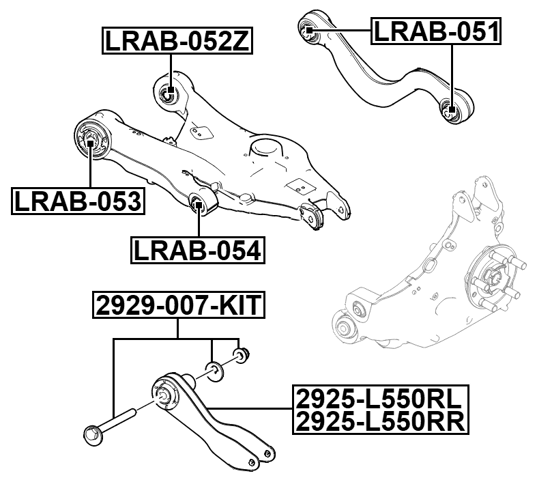LRAB-052Z - BUSHING, REAR LOWER CONTROL ARM
