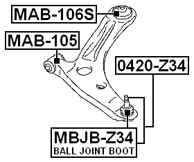 MAB-106S - REAR BUSHING, FRONT CONTROL ARM (FOR SPORT SUSPENSION)