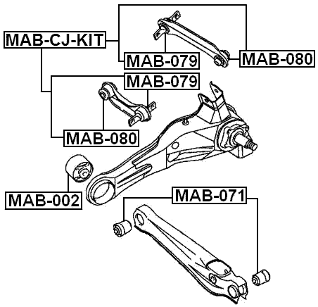 MAB-CJ-KIT - REAR ROD BUSHING KIT