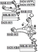 MBJB-901 - FRONT UPPER CONTROL ARM BALL JOINT BOOT 36.5X36.5X19
