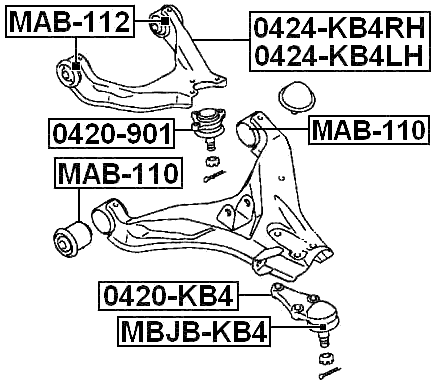 MBJB-KB4 - LOWER CONTROL ARM BALL JOINT BOOT 47.4X36.3X21