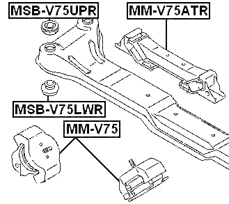 MSB-V75UPR - ENGINE FRONT CROSS MEMBER BUSHING