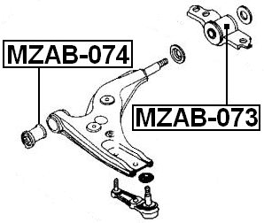 MZAB-073 - REAR BUSHING WITHOUT BRACKET, FRONT CONTROL ARM