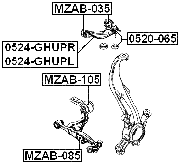 MZAB-105 - REAR BUSHING WITHOUT BRACKET, FRONT CONTROL ARM (HYDRO)