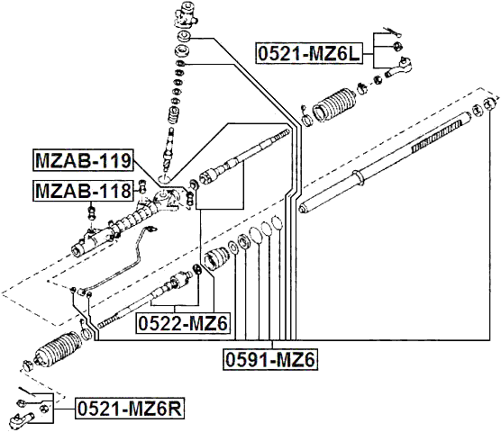 MZAB-119 - STEERING RACK BUSHING