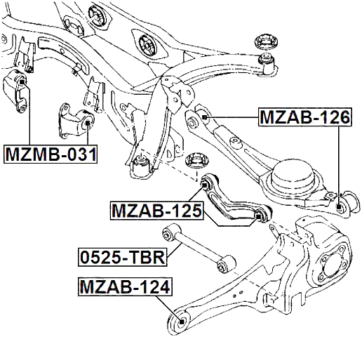 MZAB-125 - REAR TRANSVERSE ROD BUSHING
