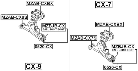 MZAB-CXBX - REAR BUSHING WITHOUT BRACKET, FRONT CONTROL ARM (HYDRO)