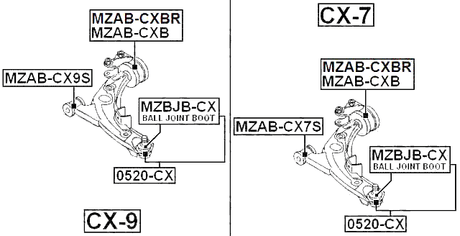 MZAB-CXB - REAR BUSHING, FRONT LEFT CONTROL ARM (HYDRO)