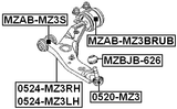MZAB-MZ3BRUB - REAR BUSHING WITH BRACKET, FRONT CONTROL ARM